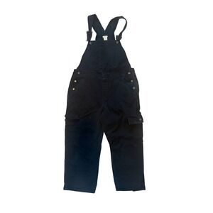 Cherokee Women Cargo Overalls Black Cotton Bib Jumpsuit Size S